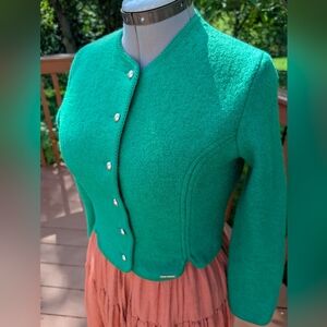 Vintage Geiger Tyrol Green 100% Wool Cardigan Sweater Women’s  EU Size 40